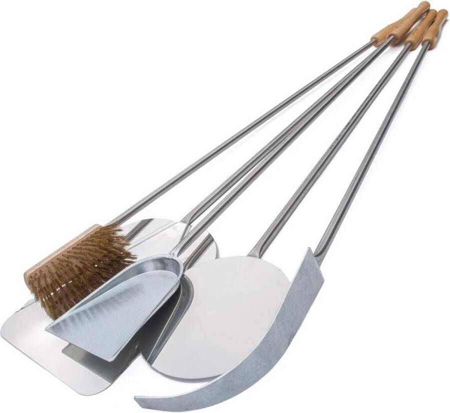 JGS Complete Set van 5 Pizzascheppen Ideaal voor Bakken van Pizza's met 33 cm Diameter Roestvrijstalen Materiaal Geschikt voor 70 80 cm Diepe Ovens