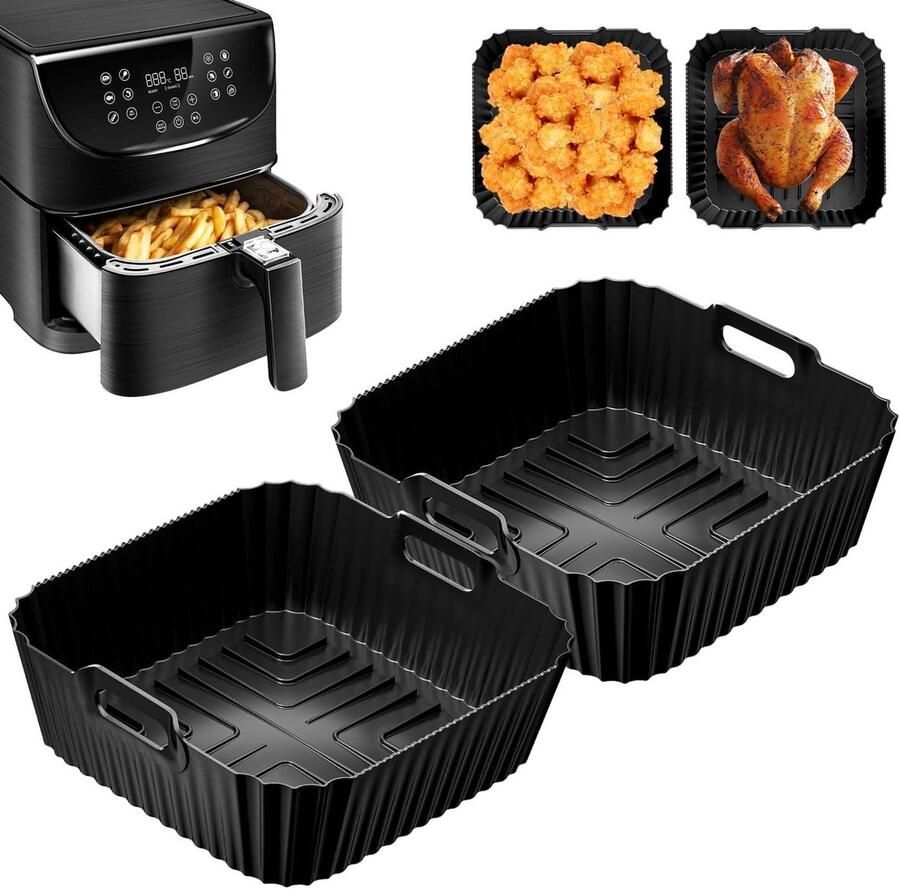 JGS Premium Siliconen bakvorm accessoires voor airfryer l 2-delige set voor Cosori airfryers l Geschikt voor 6 liter airfryers