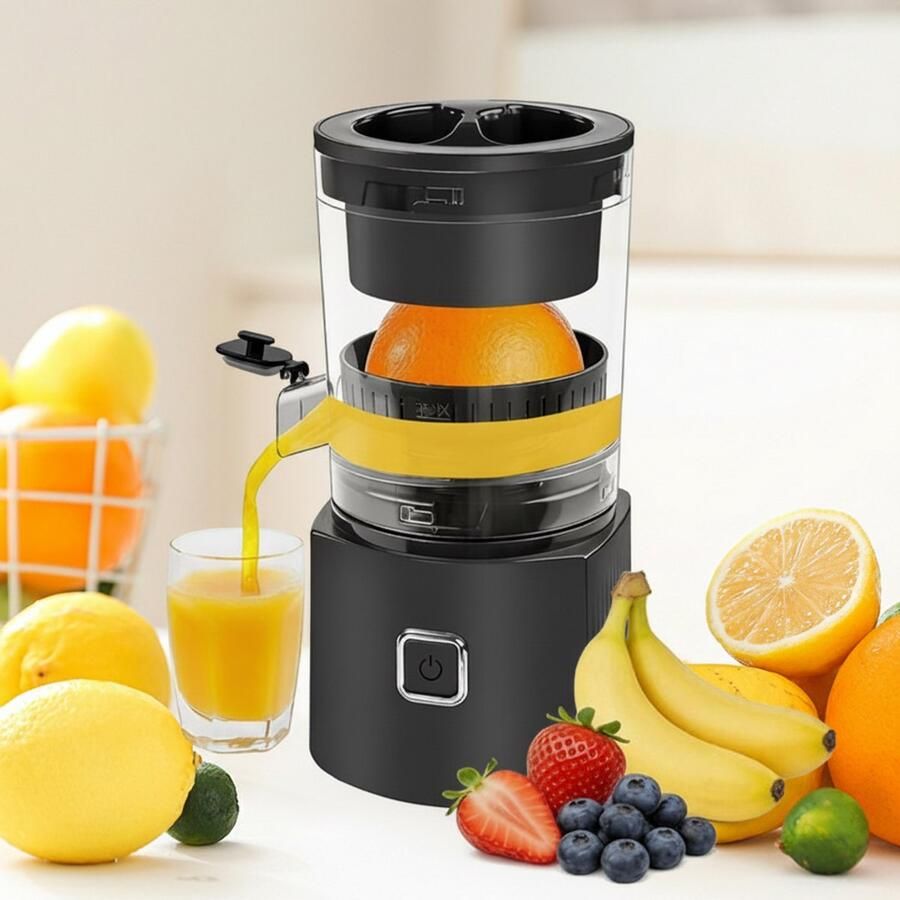 Jimmy&Jacky Elektrische Citruspers Sinaasappelpers Elektrisch Juicers & Citruspersen met Instelbaar Pulpfilter – Voor Citroen en Sinaasappel – 80 W zwart
