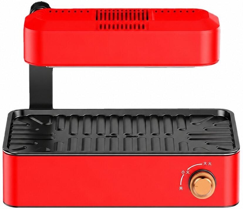 Jimmy&Jacky Lnfrarood elektrische bakplaat – 220–240V Grillplaat Instelbare Temperatuur – 1390W vermogen — Afneembare Bakplaat–Vetopvangbak – Voor BBQ & Gezond Grillen – Rood