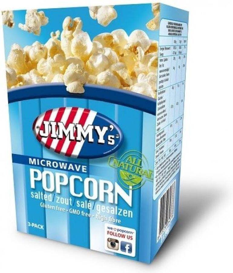 JIMMY's Popcorn JIMMY's Microwave Popcorn Zout 3 x90 gram