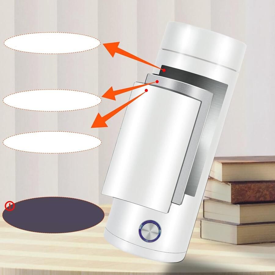 JIMUYU 3-in-1 Draagbare Reiswaterkoker 400 ml – 304 RVS En Dubbelwandige Isolatie – Veiligheidsventilatieopening En Lekvrije Siliconenafdichting – 20 5 x 7 5 x 7 5 cm – Voor Koffie Thee En Babyvoeding – Wit