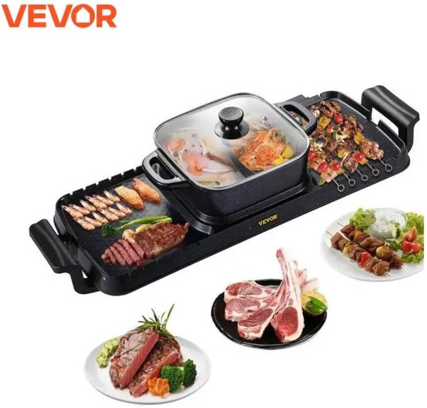 JLA Commerce Elektrische BBQ Pan Hotpot Electrisch Koreaanse BBQ Korean Grill Party Pan Anti Aanbak 2400W