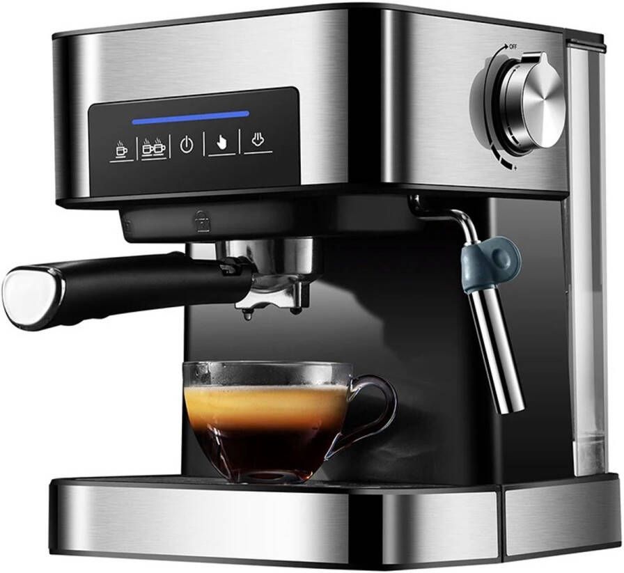 JLA Commerce Espresso Apparaat Geniet Van Barista-Kwaliteit Thuis Met Het LCD Touch Espresso Koffiezetapparaat Met Semi-Automatische Pomp En Cappuccino Melkopschuimer Voor Perfecte Koffie Ervaringen Zilverkleurig