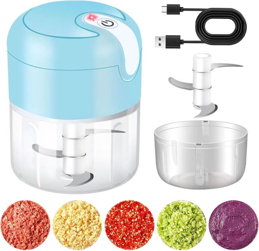 Brandloos Chopper Hakmolen Groentesnijder Electrisch Blauw