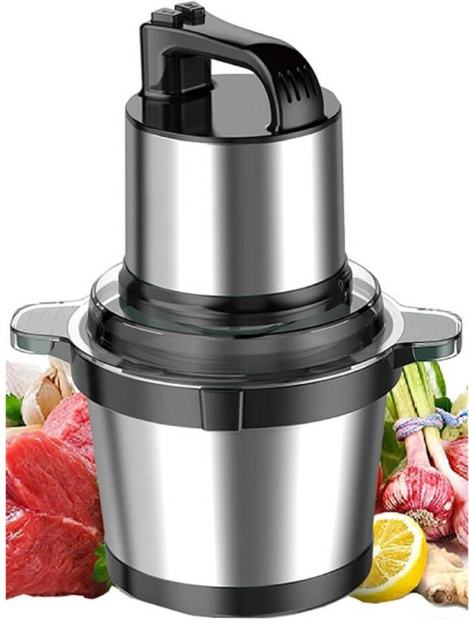 Brandloos Elektrische Groentesnijder Multifunctioneel Vleesmolen Gehaktmolen Uiensnijder Zilver en Zwart