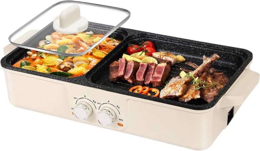 Brandloos Koreaanse BBQ Hotpot Elektrisch Grill Gourmetstel
