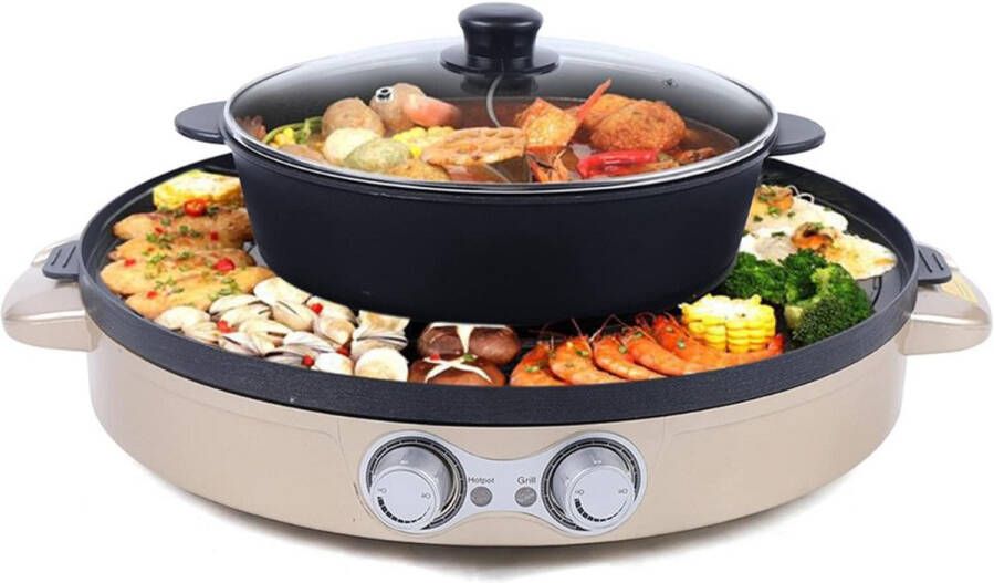 Brandloos Koreaanse BBQ Hotpot Elektrisch Grill Gourmetstel