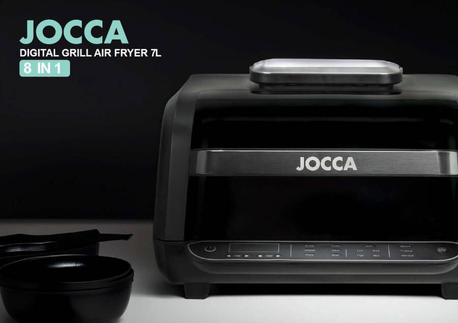 Jocca Grill Airfryer Heteluchtfriteuse XXL Grill Airfryer 2 in 1 Airfryer & Heteluchtfriteuse Roestvrij Staal 7L 2223 - Foto 2