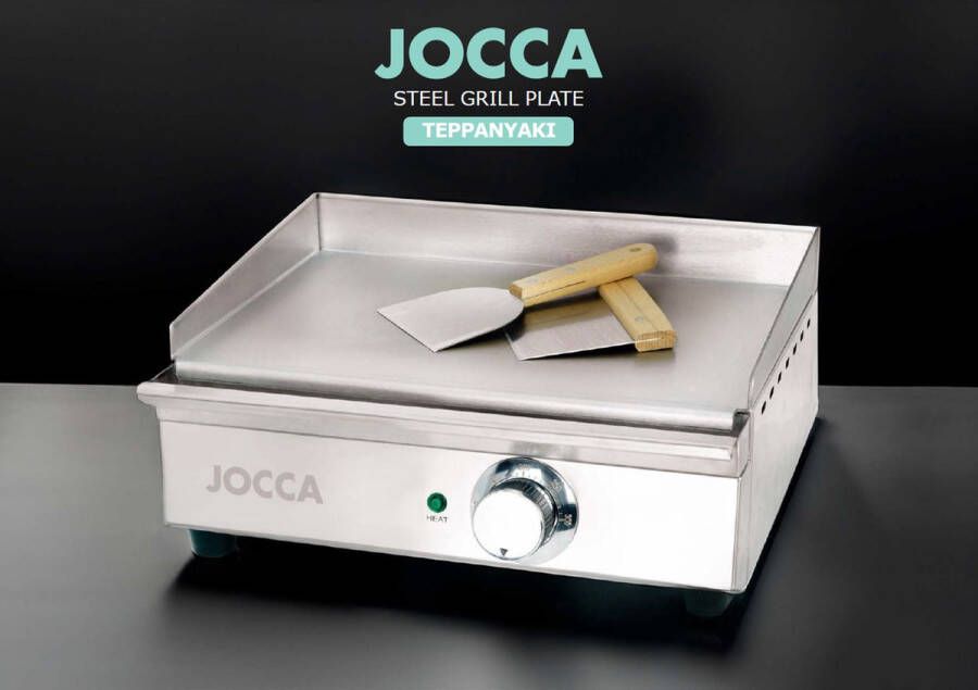 Jocca Teppanyaki Grillplaat 430 Roestvrij Staal 50°C tot 300°C Inclusief Spatels en Schort 2303