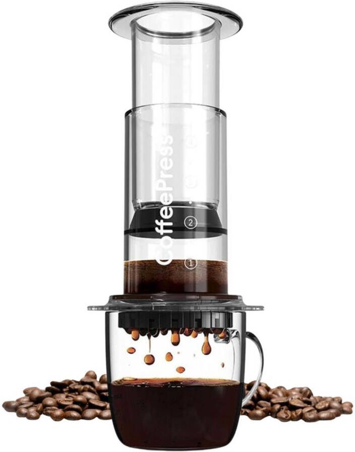 JOR Products JOR s Coffee Press Transparant Aeropress Koffiezetapparaat Koffiebonen Koffie Espressomachine Reizen Camping incl RVS Filter