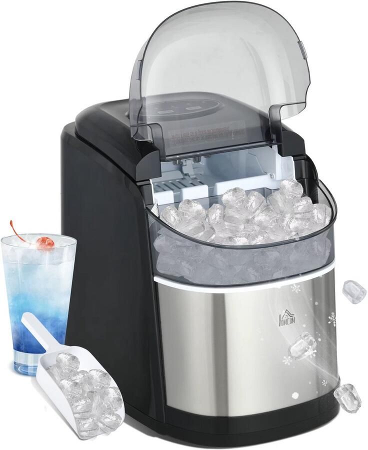 JOYNEXTBUY Draagbare IJsblokjesmachine – Elektrische IJsmachine met 1 7 Liter Watertank – 9 IJsblokjes in 6-12 Minuten – Inclusief IJsmandje en IJsschep – Voor Thuis Keuken Kantoor en Bar