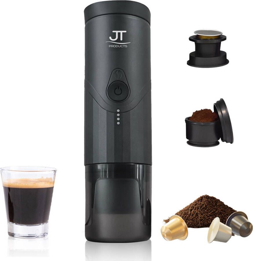 JT Products JT s Draagbare Elektrische 2-In-1 Espressomachine Oplaadbaar Capsules En Gemalen Koffie Warmt Op Koffiemaker Nespresso Draagbare Koffiemachine Reis En Camping Koffiezetapparaat Koffiemaatje - Foto 2