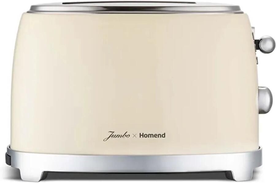 Jumbo Homend x 1526H Vintage Broodrooster – 2 Sneetjes – 850W – Crème – RVS