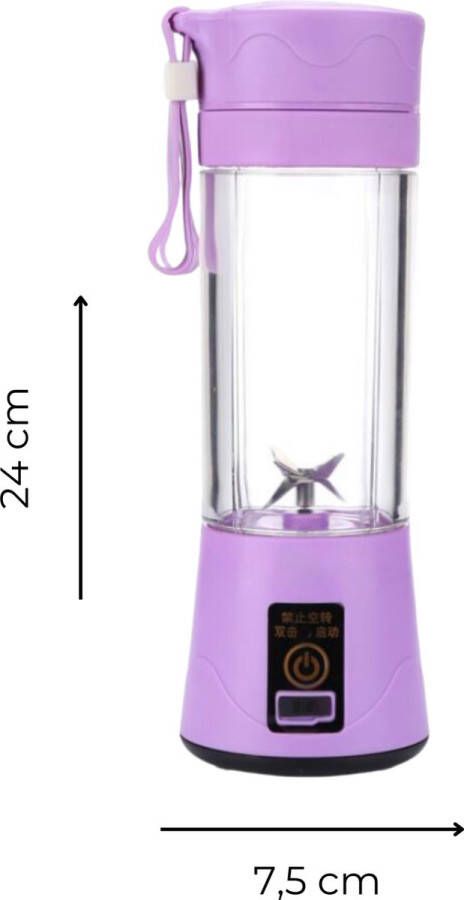 June Spring Mini Blender Paars Draadloos & Draagbaar Smoothie Maker Sapcentrifuge Mini Juicer Sap maker Mini Mixer USB Oplaadbaar Vruchtensap Cup Fles Reis Portable