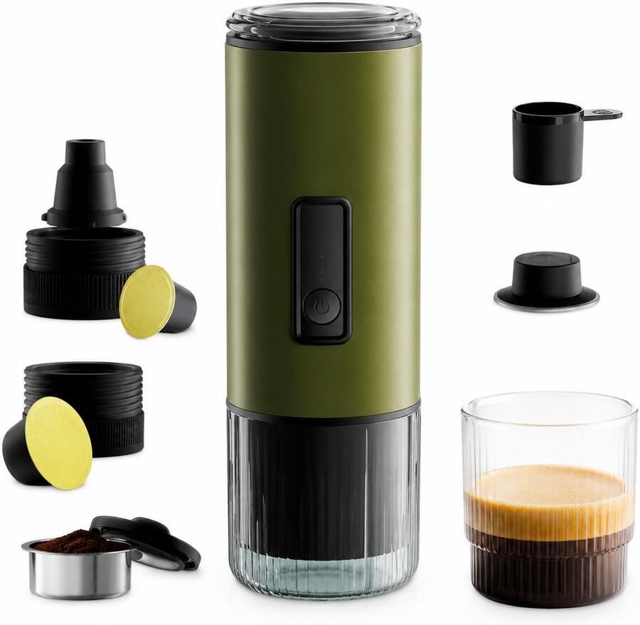 Jurrys koffiezetapparaat Koffiemachine Koffieapparaat Koffiezetter Draagbaar Pads en poeder Compact 23×8 cm Groen