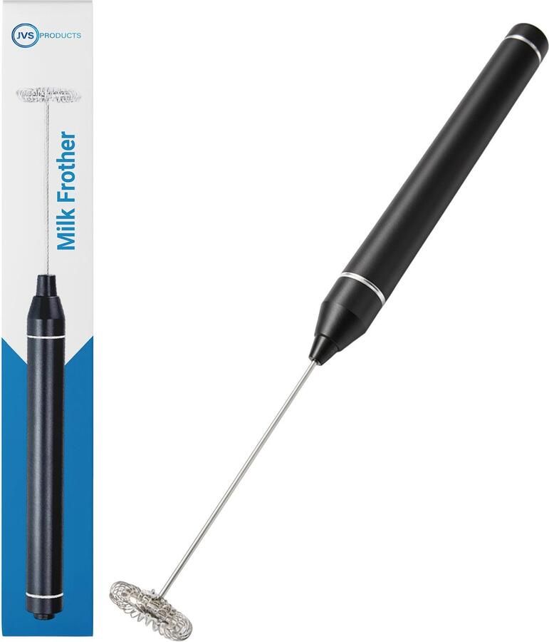 JVS Products Melkopschuimer Elektrisch Melkopklopper Handmatig RVS Melkklopper 27.000 RPM Zwart