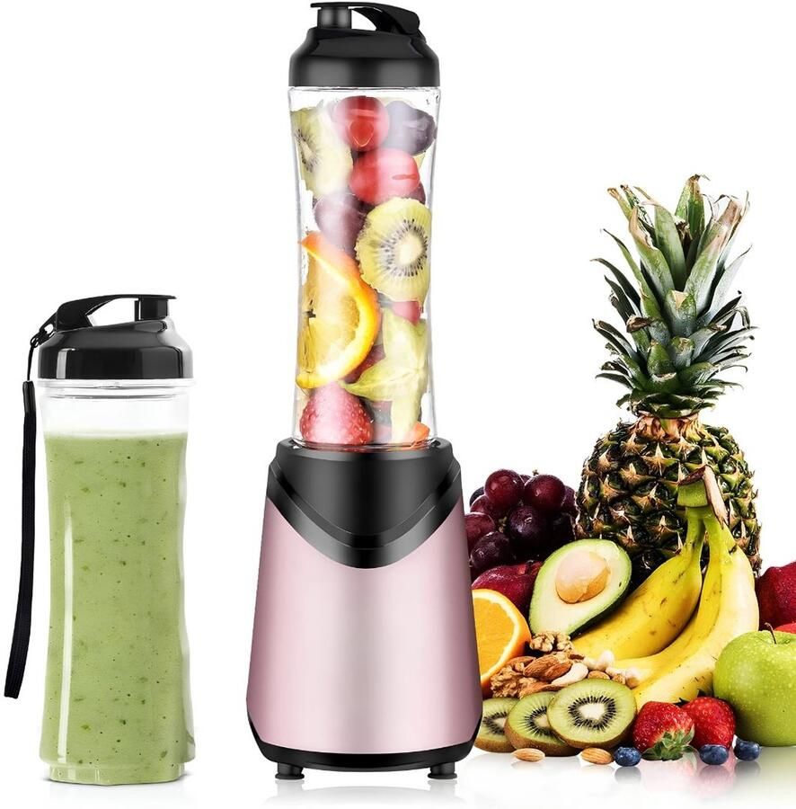 KAD Blender Draagbare Smoothie Maker voor Onderweg Portable Blender Roze 13cm x 13cm x 35cm