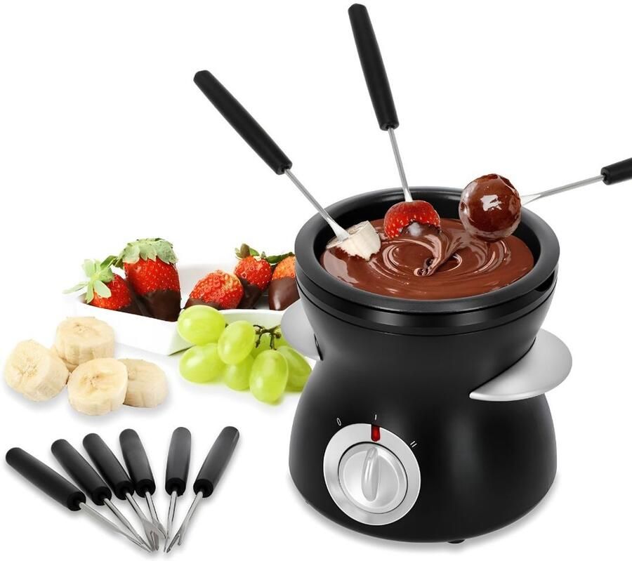KAD Chocoladefontein Geschikt voor Fondue & Dips Compacte Fondueset voor Feestjes Zwart 13cm x 13cm x 14cm