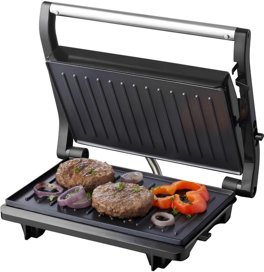 KAD Contactgrill Voor Panini s Tosti s & Vlees Antiaanbaklaag Zwart 22cm x 28cm x 8cm