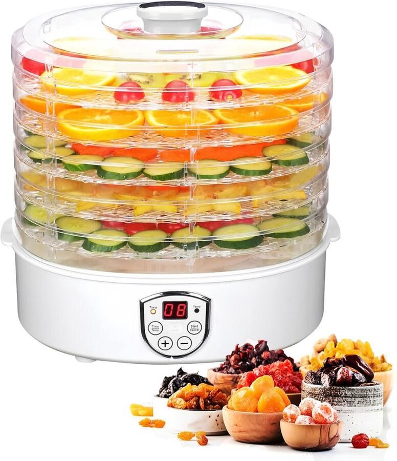 KAD Dehydrator Voedseldroger Droogoven Voedseldrogers Voedseldroger Wit 24cm x 28cm x 31cm