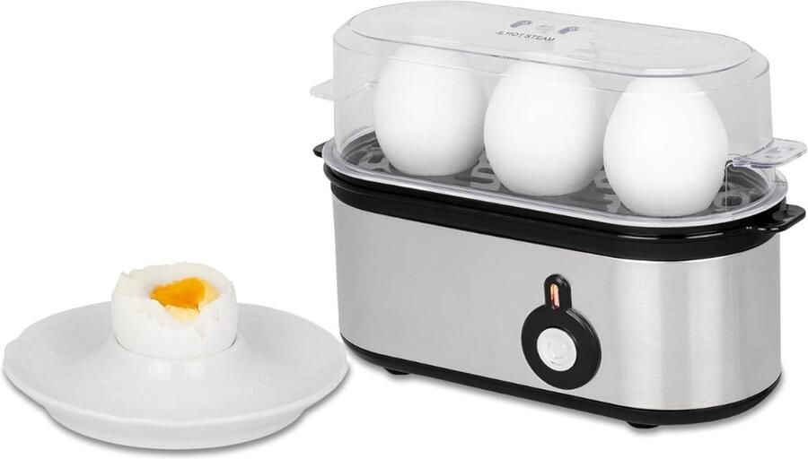 KAD Eierkoker Electrisch Eierkoker -Automatic Shut-off & Timer- Wit Zwart 21cm x 9cm x 14cm