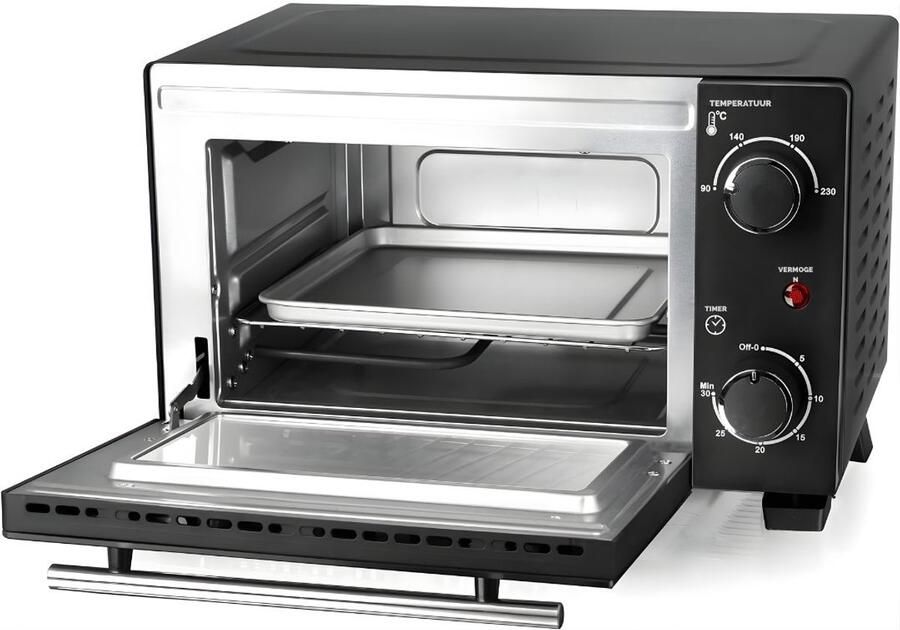 KAD Mini Oven Compacte Mini Oven Vrijstaand voor Camping & Kleine Keuken Zwart ‎31cm x 38cm x 24cm