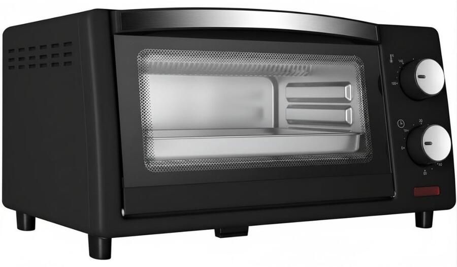 KAD Mini Oven Krachtige Oven voor Onderweg Compacte Vrijstaande Oven voor Camping & Keuken Zwart ‎25cm x 22cm x 37cm