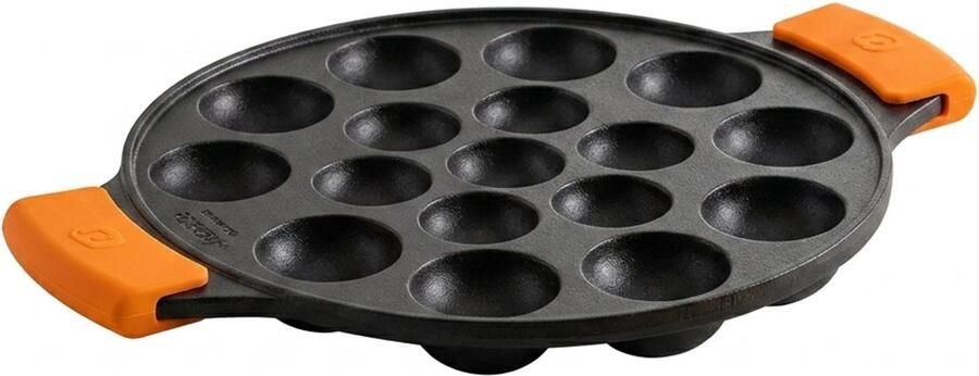 KAD Poffertjespan 15 Holtes Gietijzer Aluminium Geschikt voor alle Warmtebronnen Anti-aanbaklaag Zwart 24cm x 24cm x 2cm