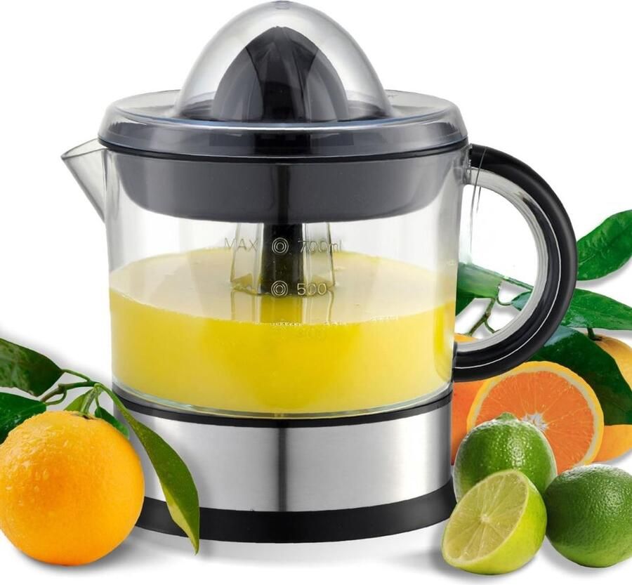KAD Sapcentrifuge Elektrische Sapcentrifuge voor Fruit en Groenten Smoothie Maker & Slowjuicer Zwart en Zilver 15cm x 15cm x 21cm