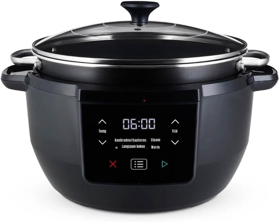 KAD Slowcooker Met Timer Multicooker Zwart 39cm x 26cm x 35cm