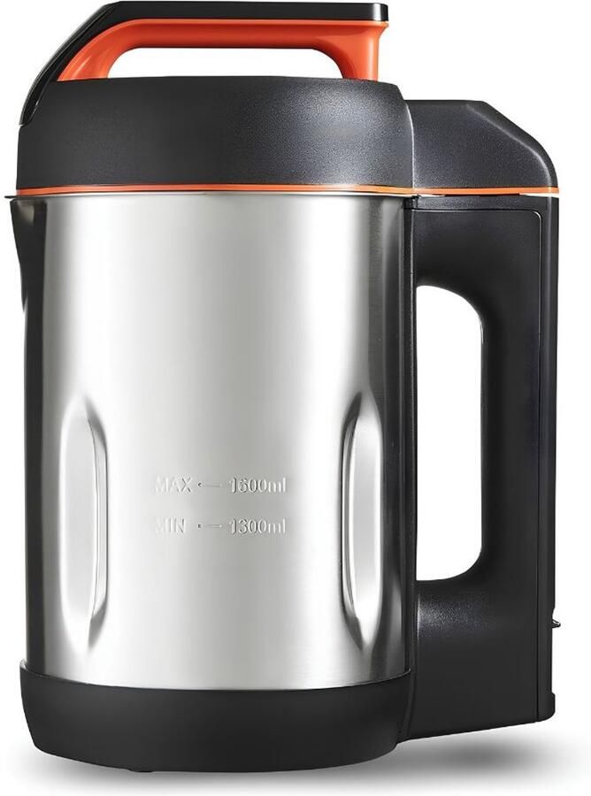 KAD Soepmaker Automatische Soup Maker & Blender 1.6L Soepmaker met Blender Functie Zwart Zilver 9cm x 7cm x 12cm