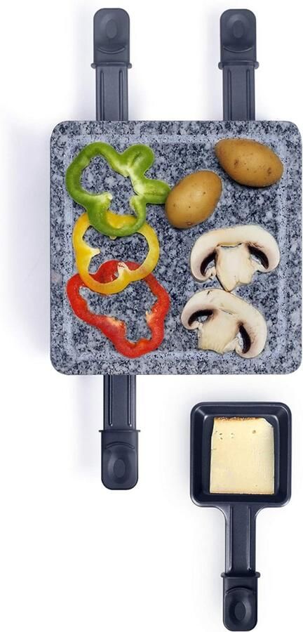 KAD Steengrill Gourmet Bakplaat Steengrill & Gourmetset 4 Personen Natuurstenen Plaat- Zwart 22cm x 22cm x 12cm