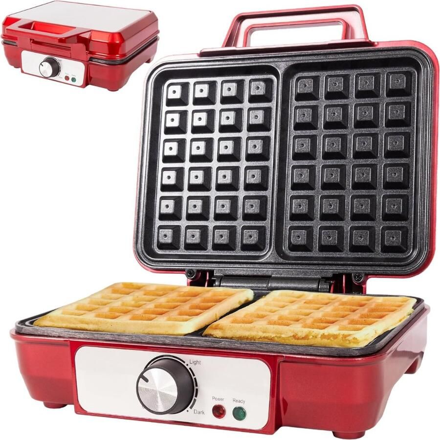 KAD Wafelijzer Met Verwisselbare Platen Wafelijzer Tefal Wafelijzer Hartvorm Rood 25cm x 25cm x 10cm