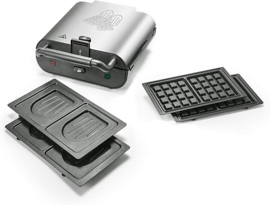 KAD Wafelijzer Met Verwisselbare Platen Wafelijzer Tefal Wafelijzer Hartvorm Zilver 29cm x 25cm x 12cm