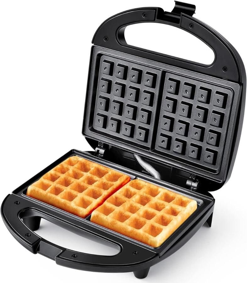 KAD Wafelijzer Met Verwisselbare Platen Wafelijzer Tefal Wafelijzer Hartvorm Zwart 8cm x 22cm x 21cm