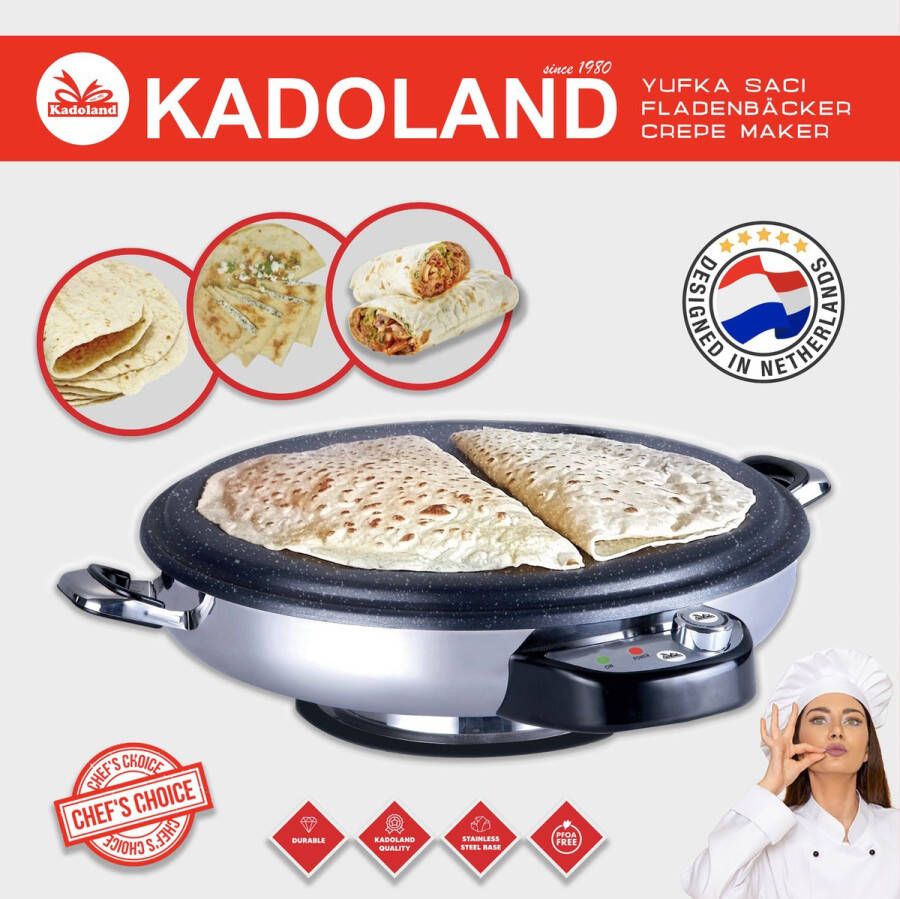 Kadoland Germany Fladenbacker Pannenkoekenmaker Crepe maker Sac Katmer Sac Ekmek Sac 2300 watt – Ø bakoppervlak 50 cm