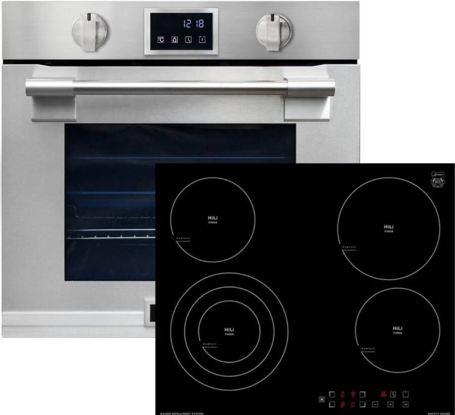 Kaiser EH 6339 XXL Inbouwoven 86L met pyrolyse & AirFry touch display + KCT 6703 F Hi Light glaskeramische kookplaat 60 cm