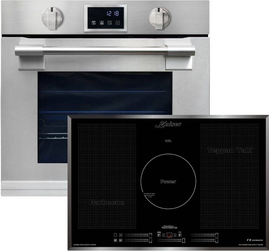 Kaiser inbouwoven incl inductiekookplaat EH 6339 XXL 86L met pyrolyse & AirFry touch display incl. KCT 777 FI La Perle Inductiekookplaat 77 cm