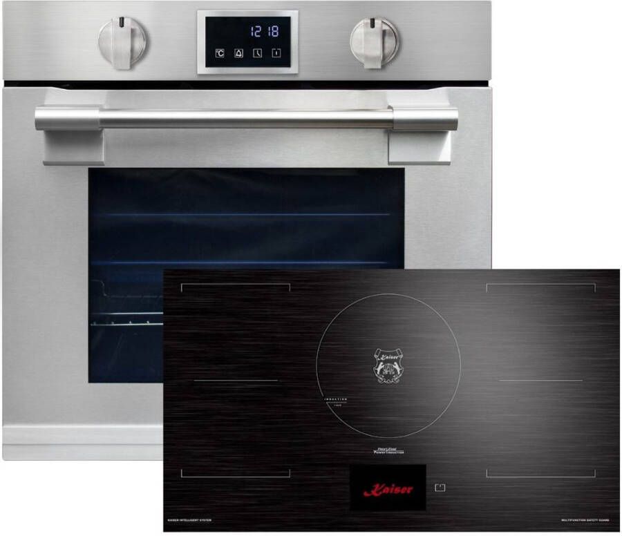 Kaiser inbouwoven EH 6339 XXL Inbouwoven incl. KCT 9140 FI inductiekookplaat oven 86L met pyrolyse & AirFry touch display inductiekookplaat 90 cm FREE ZONE met 2 FLEX inductiezones TFT display