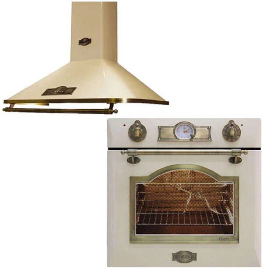 Kaiser inbouwoven afzuigkap EH 6355 ElfEm inbouwoven + Wandafzuigkap A 9315 ELfEm elektrisch retro zelfreinigend 60cm 67L 8 functies ivoor