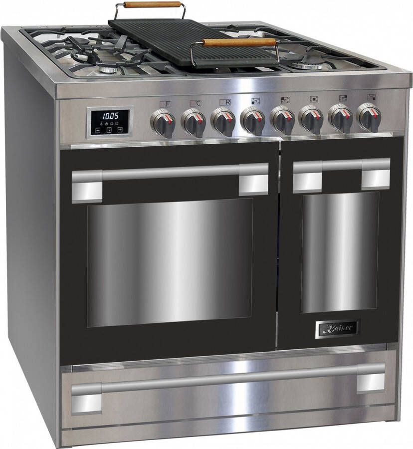 Kaiser Gas-vrijstaand kookplaat HGE 93201 R met 1-voudige telescopische uittrek elektrische gas-vrijstaand fornuis 90 cm zelfreinigend Multi 8 Multifunction+4