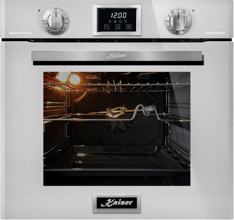 Kaiser Gasfornuis EG 6374 W met telescoopgeleider 79L grill zelfreinigende convectie wit glas
