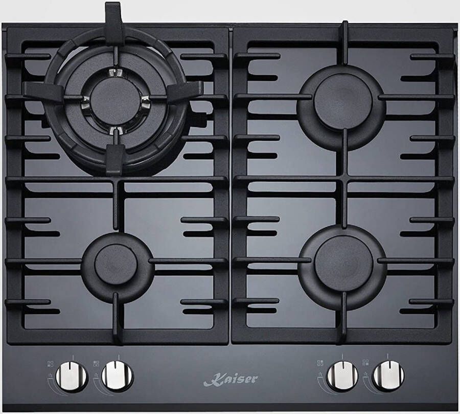 Kaiser gaskookplaat KCG 6380 60cm zwart glas aardgas propaangas