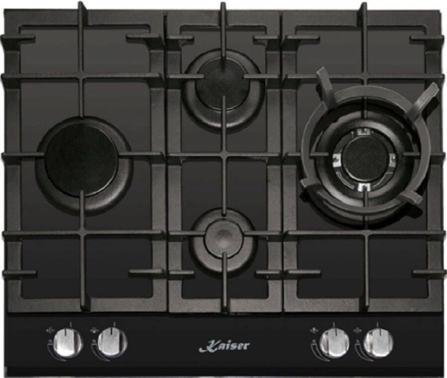 Kaiser Gaskookplaat KCG 6394 60cm zwart glas inbouw inbouwkookplaat 3.8kW WOK