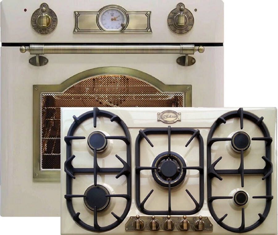 Kaiser Inbouwoven gaskookplaat EG 6345 ElfEm met enkele telescoopgeleider retro gasfornuis retro 67L -incl. KG 9325 ElfEm Gaskookplaat 90cm- 90 cm