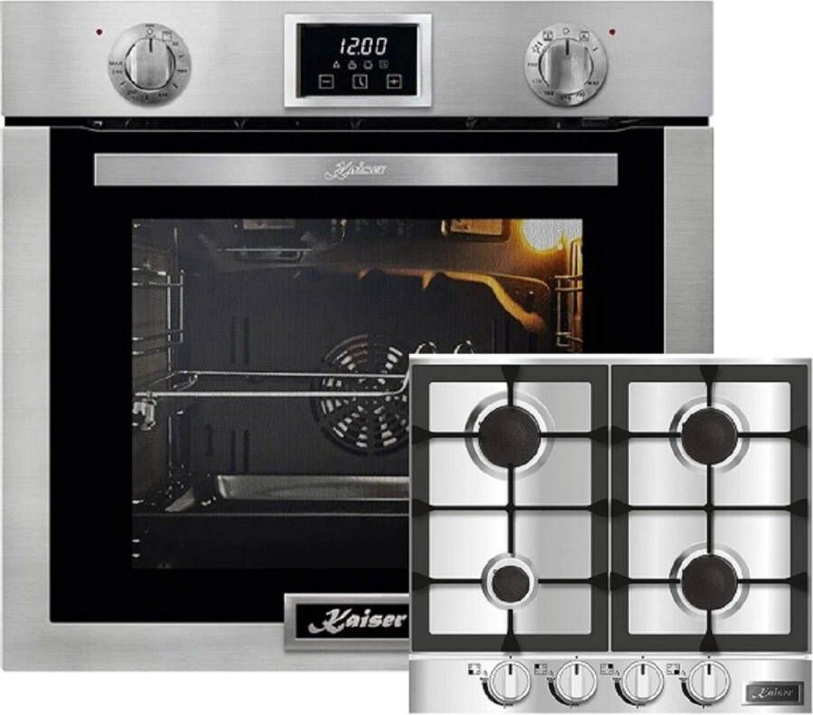 Kaiser Inbouwoven EG 6372 gaskookplaat 1-voudige telescoopgeleider inbouwgasoven zelfreinigend 79L Gaskookplaat KG 6357 60 cm