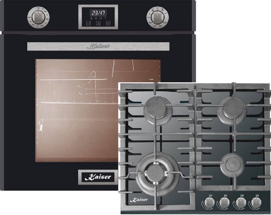 Kaiser inbouwoven EG 6374 SP incl gaskookplaat KCG 6383 60 cm inbouwoven met enkele telescoopgeleider 79 L