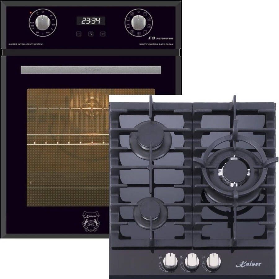 Kaiser Inbouwoven EH 4747 45 cm autonoom 50 L 9 functies gaskookplaat kookplaat KCG 4384 Turbo luxe gaskookplaat 45 cm