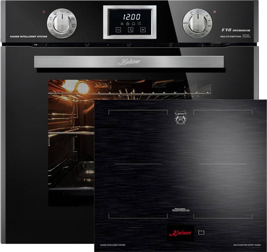 Kaiser Inbouwoven EH 6326 Sp + KCT 6140 FI inductiekookplaat 60 cm Inbouwoven met 1-voudige telescoopgeleider elektrische oven autonoom 79L inbouwoven 10 functies